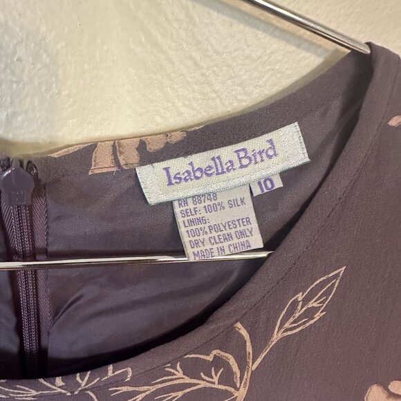 Isabella Bird Floral Midi Silk Dress Womens Med 10 Short Sleeve Purple Modest - Picture 3 of 8